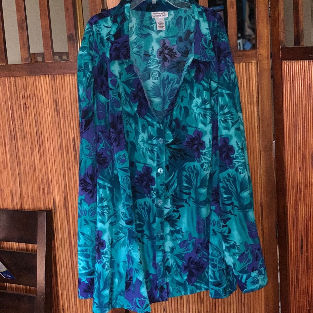 Bold and Bright. Teal royal blue blouse.
